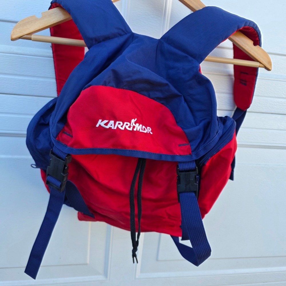 Vintage Karrimor Backpack Red Blue Small Hiking Rucksack Day Pack